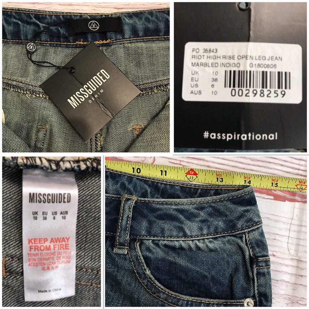 Missguided Denim Riot High Rise Crop Jeans Ripped - Picture 8 of 8